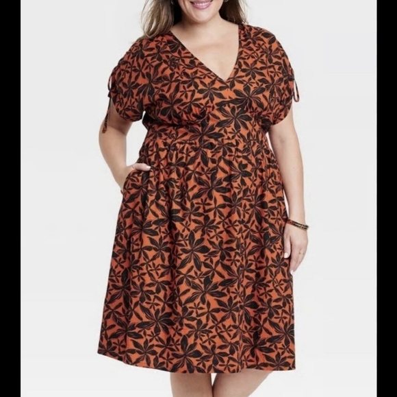 Ava & Viv Dresses & Skirts - Orange & Black Sundress Casual Floral Garden Party Summer Vacation Cruise Church